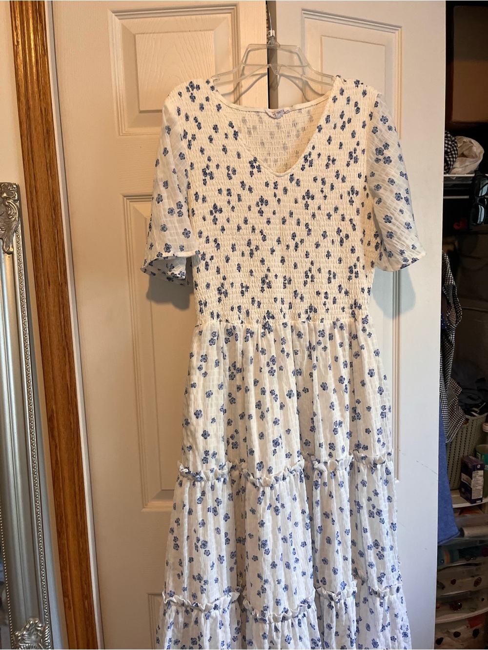 Prettiest white and blue floral dress